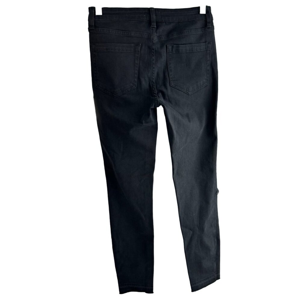 1.STATE Frayed Released Hem Skinny Black Jeans Womens Size 27 Super Wash Denim - Picture 3 of 12